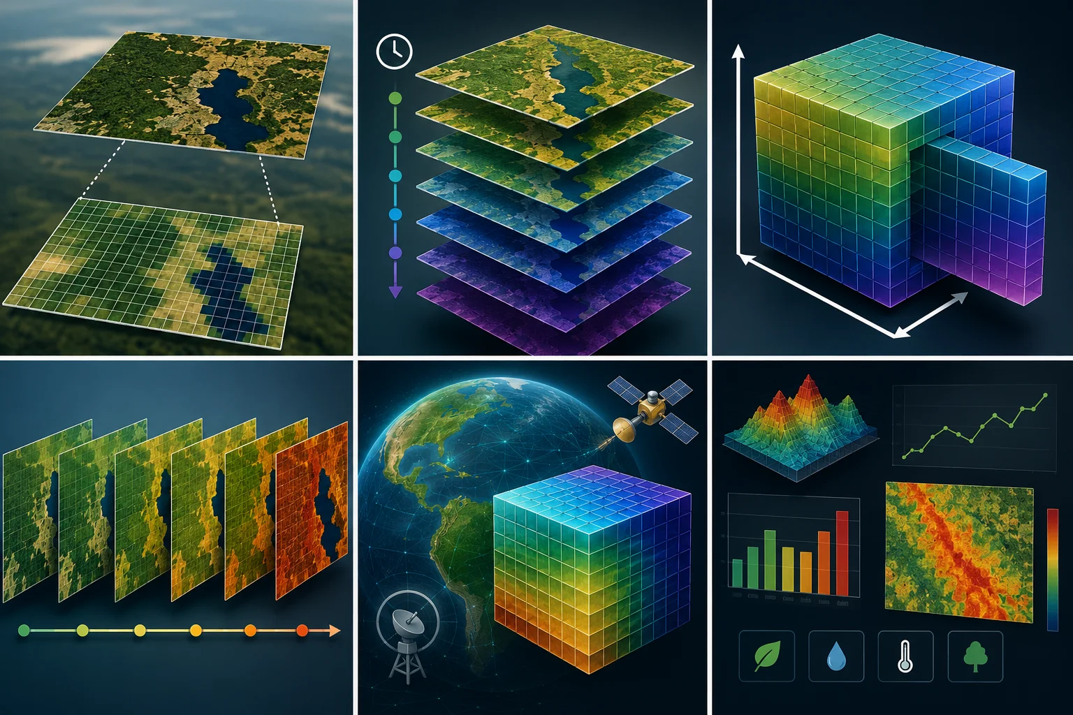 Xarray cubos ambientales con NDVI clima y datos satelitales