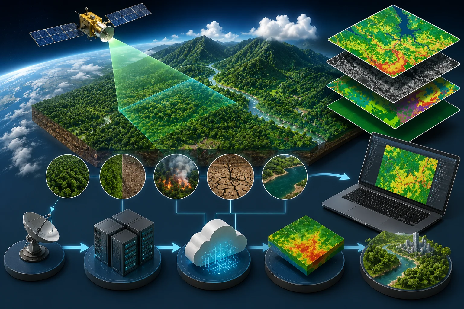 flujo de monitoreo de bosques con Google Earth Engine analisis ambiental