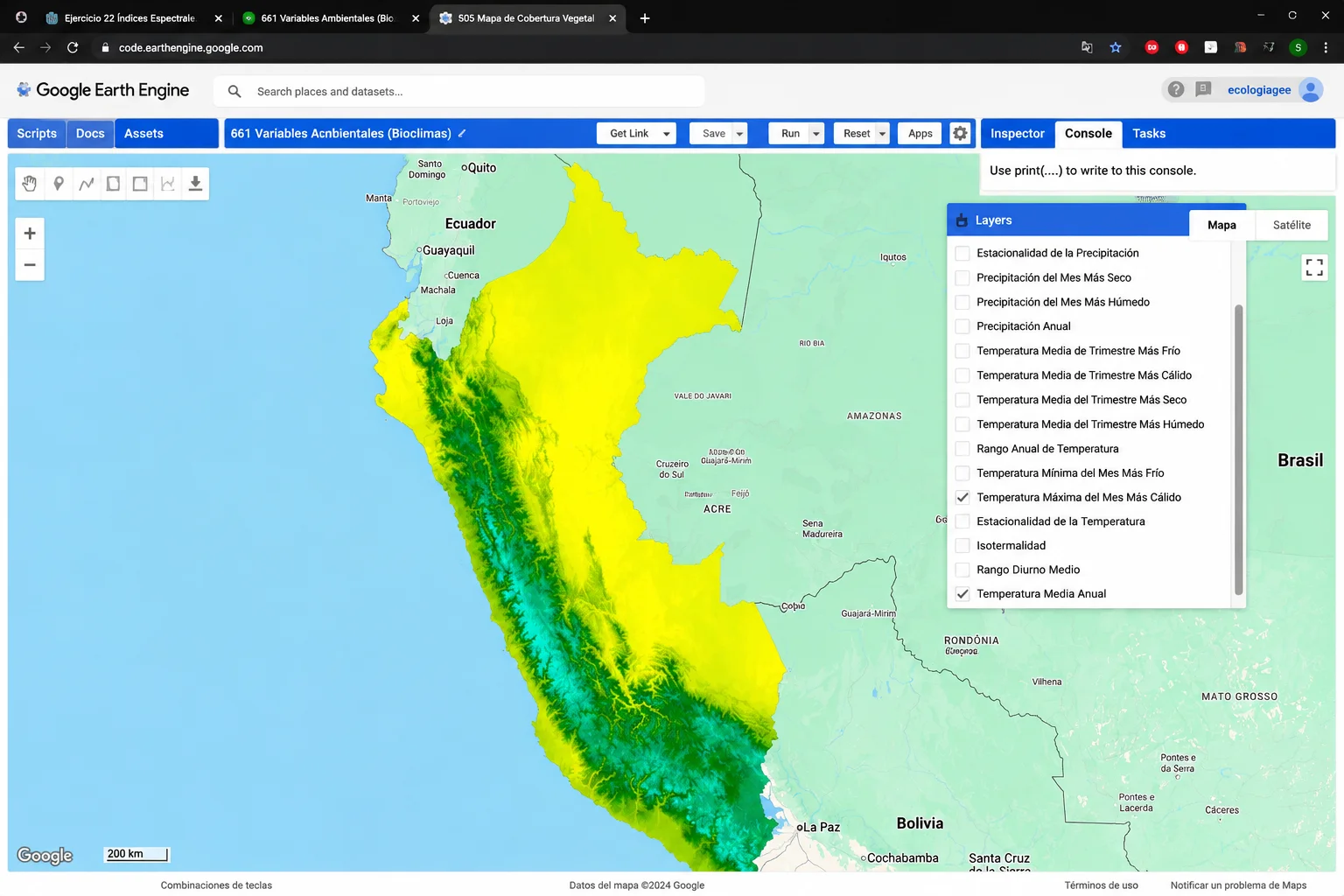 Variables climáticas integradas en Google Earth Engine para estudios de ecología espacial