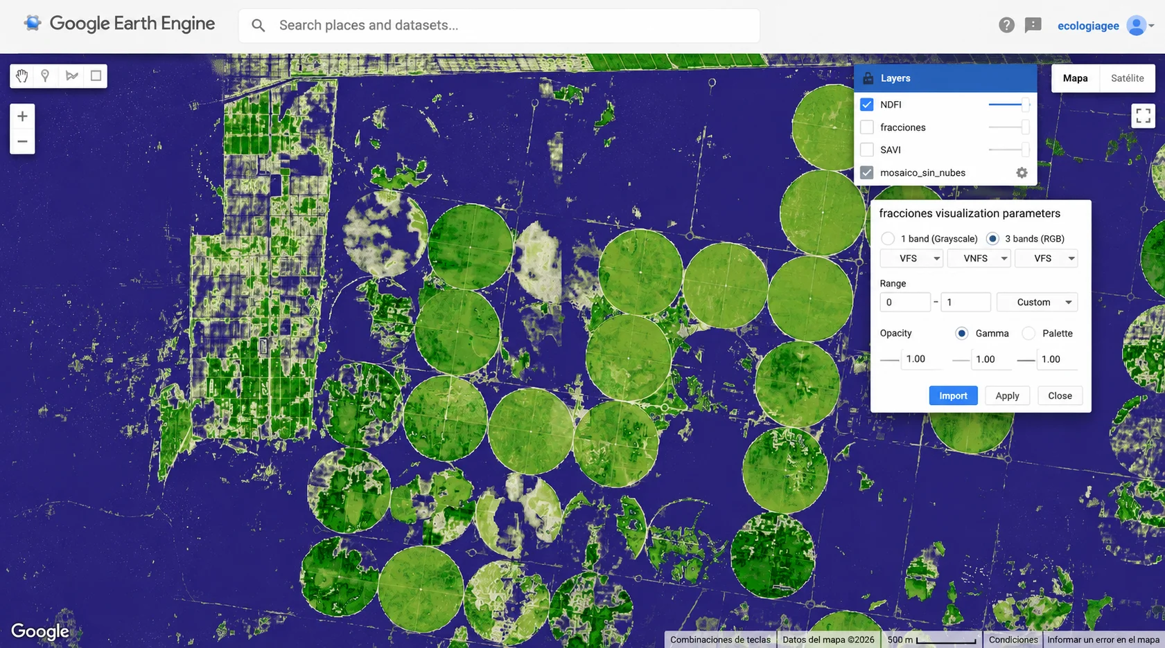 Análisis de fracciones espectrales en Google Earth Engine aplicado al monitoreo de bosques y cobertura vegetal